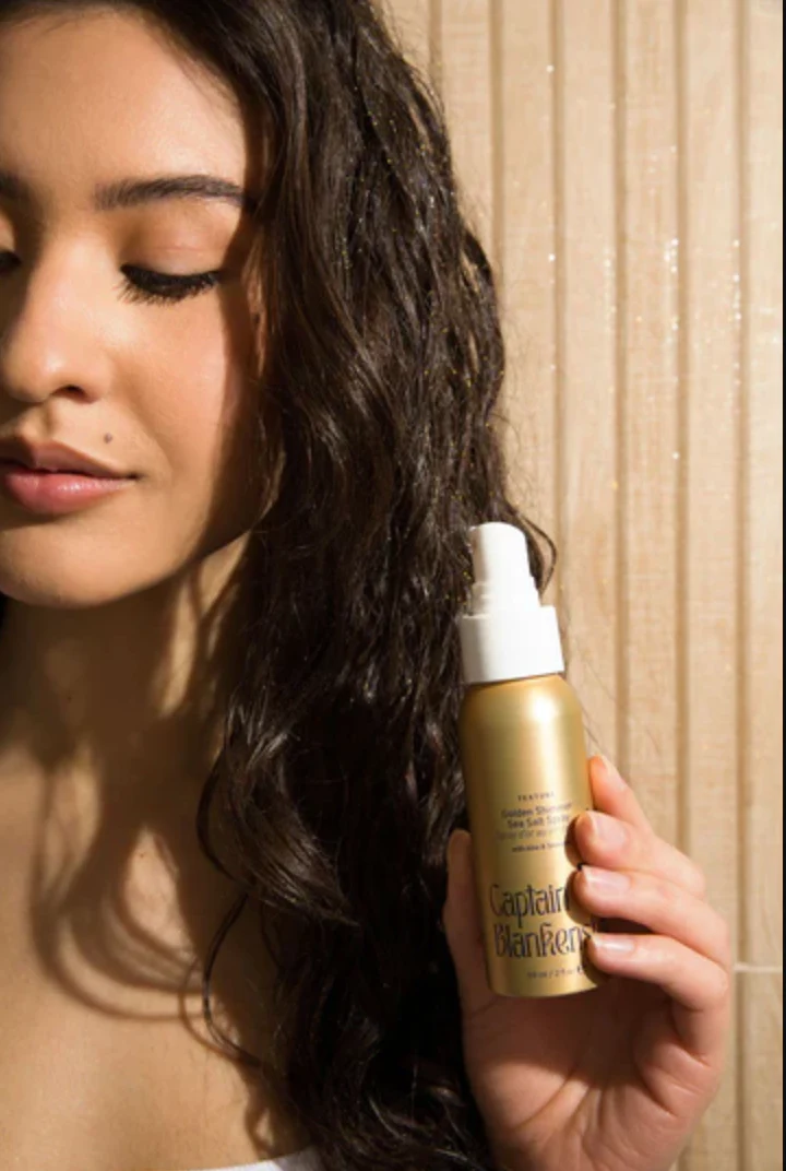 Golden Shimmer Sea Salt Spray with Aloe & Seaweed  by Captain Blankenship at Petit Vour