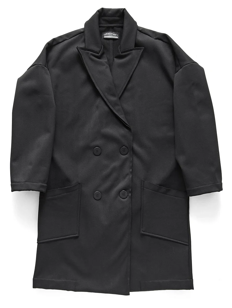 Abel Herringbone Raw Edge Fleece Trench  by Lanston at Petit Vour